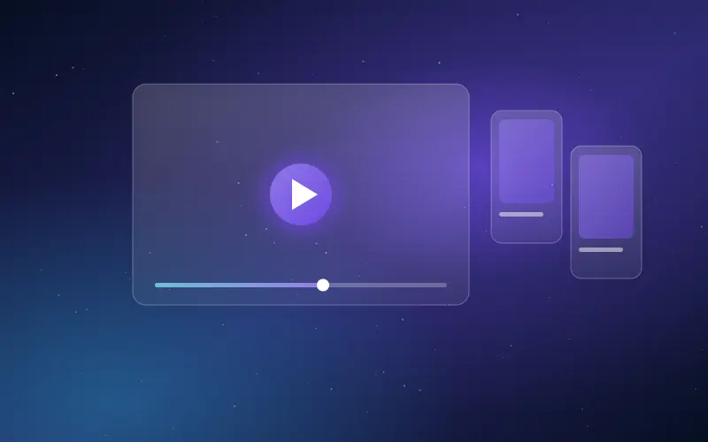 Video player and vertical reel frames illustrating AI video production